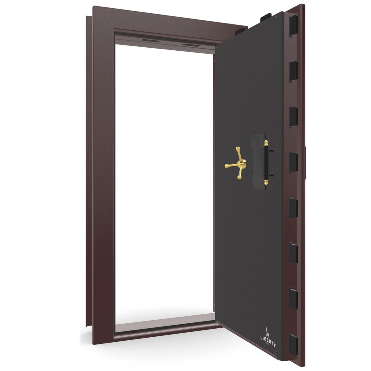 Vault Door Series | Out-Swing | Right  Hinge | Burgundy Marble | Mechanical Lock - open
