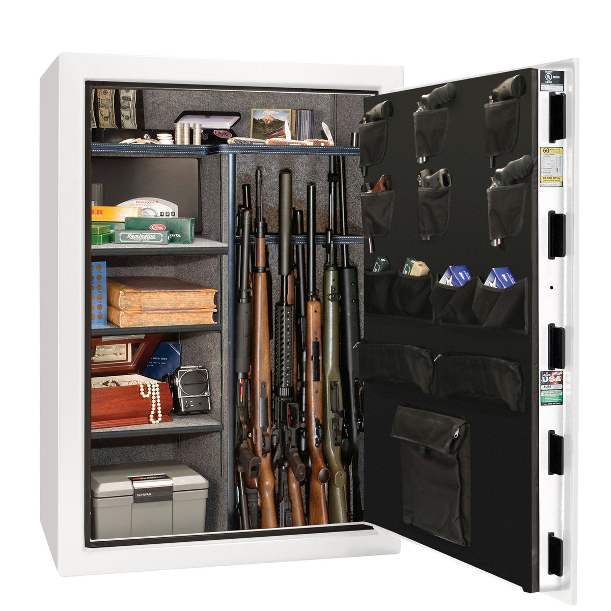 USA 48 Icy White Gloss | Dimensions: 60.5"(H) x 42"(W) x 22"(D) | 60 Minute Fire Protection | Electronic Lock | Level 3 Security - Open Door 