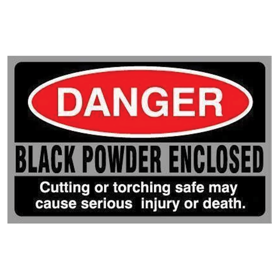 Accessory - Security - Sticker - Danger Black Powder Enclosed - Single